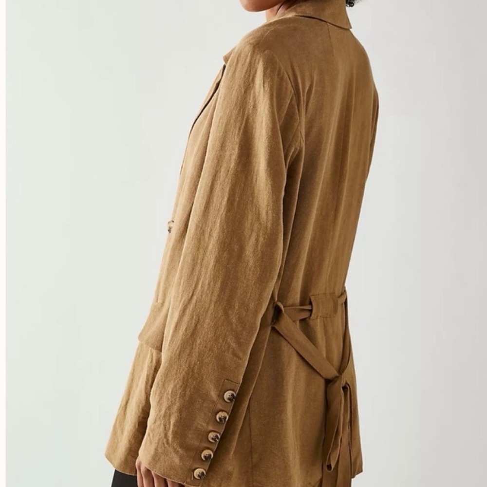 Free People Olivia Linen Blend Oversized Double-Breasted Blazer Size XS - Picture 3 of 10